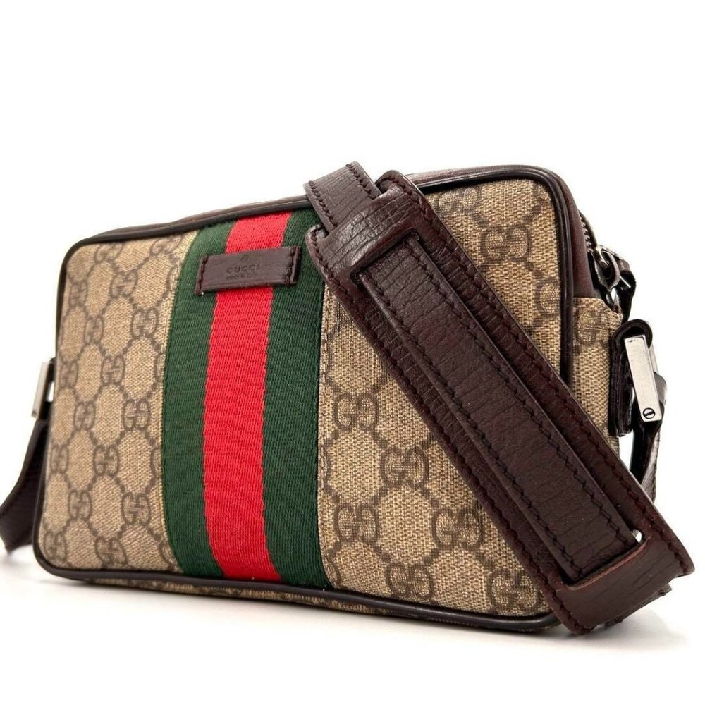 Authentic Gucci GG Supreme Sherry Ophidia Crossbody Web Canvas Messenger Bag Tan - Picture 1 of 10